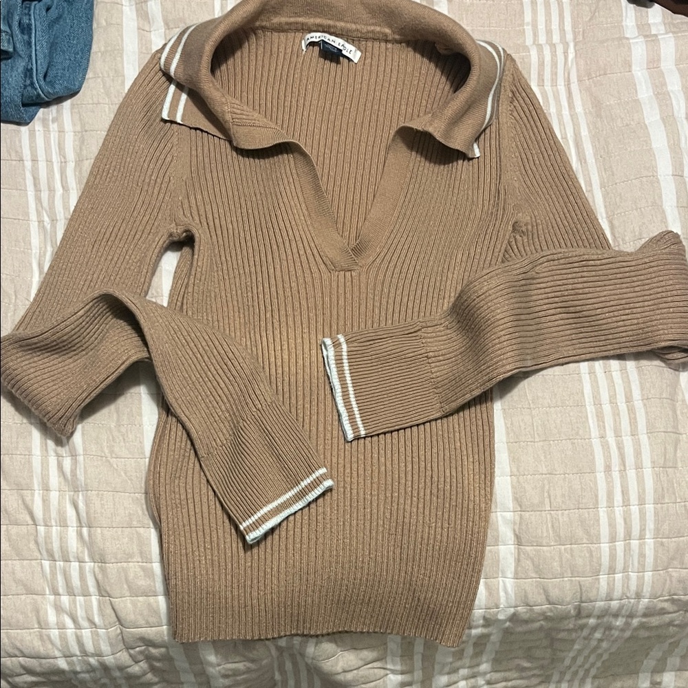 American Eagle Outfitters Brown V-Neck Sweater